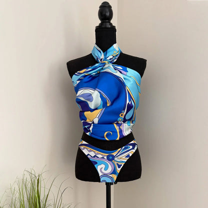 Classic Printed Bikini 2026 Bandeau Biquini Women Sexy Swimsuit Push Up Swimwear Female Swim Suit Halter Bathingsuit Beachwear