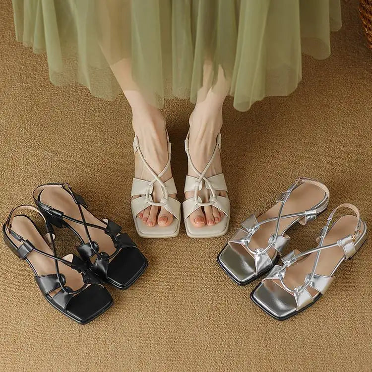 Summer New Model Fashion Middle Heeled Women&