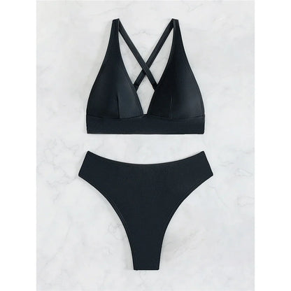 S - XL Cross Back Mini Micro Thong Bikini Female Swimsuit Women Swimwear Two-Pieces Bikini Set Bather Bathing Suit Swim V5022