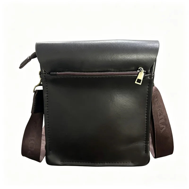 Leisure Business PU Leather Single Shoulder Bag For Men Polo Vertical Satchel - Five Pocket Layout