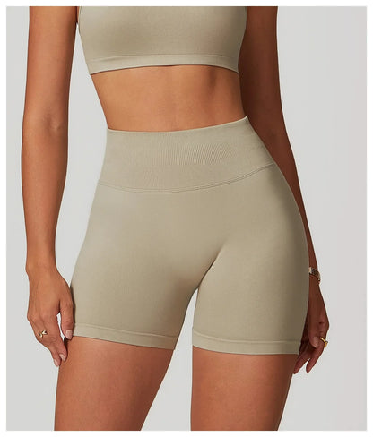 High Waist Shorts Seamless Yoga Shorts Workout Fitness Lift Peach Butt Fitness Tight Gym Running Body Shaper Pants Ribbed Shorts