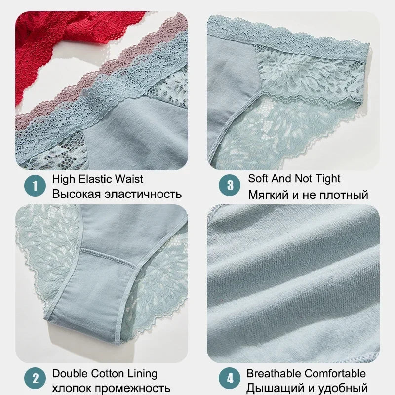 Premium Seamless Lace Briefs for Women – 3-Piece Set