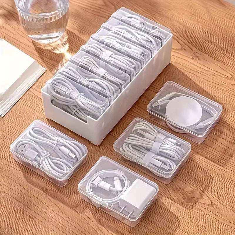 Cable Organizer Storage Box Set Durable Plastic Daily Office Supplies Sundries Charging Cord &amp; Mobile Device Management Storage