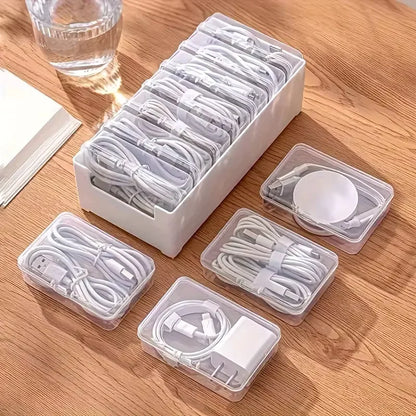 Cable Organizer Storage Box Set Durable Plastic Daily Office Supplies Sundries Charging Cord &amp; Mobile Device Management Storage