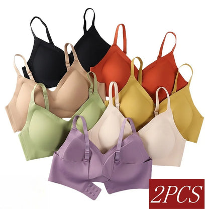 2Pcs/Set Seamless Bras For Women Wire Free Push Up Underwear Sexy Lingerie Invisible Bra Top Removable Pads Female Intimate