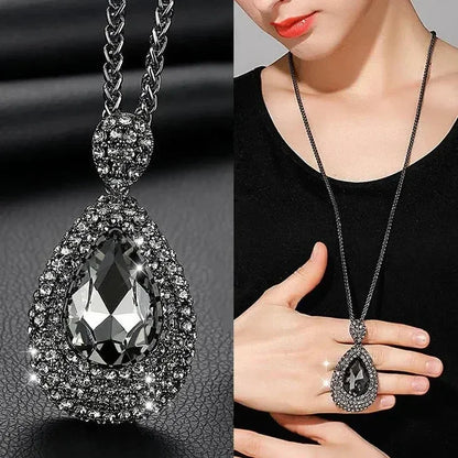 New Arrival Long Necklaces for Women 2024 Fashion Gray Crystal Choker Collier Femme Statement Necklaces &amp; Pendants Accessories