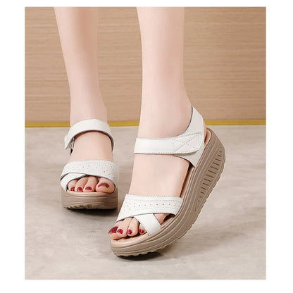 Women Comfortable Sandals Wedges Platform Ankle Strap Casual Orthotic Walking Sandals Orthopedic Arch Support 5cm heel