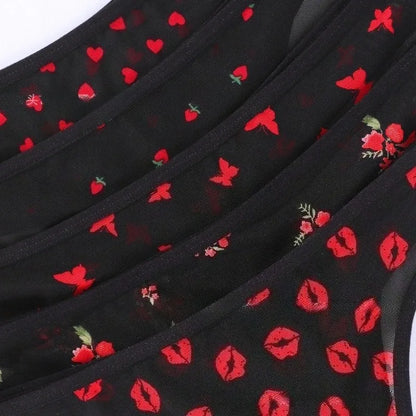5pcs/Set Print Design Sexy Women thongs Fashion New Panties Underwear Breathable Comfortable Lady G-string Elegant Sexy Lingerie