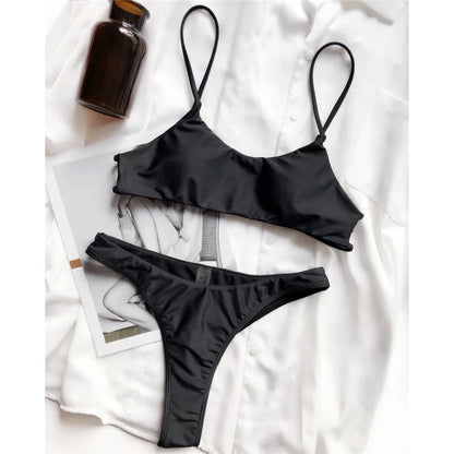 New Sexy Mini Micro Thong Bikini Women Swimwear Female Swimsuit Two-Pieces Bikini Set Padded Bather Bathing Suit Swim Lady V3077