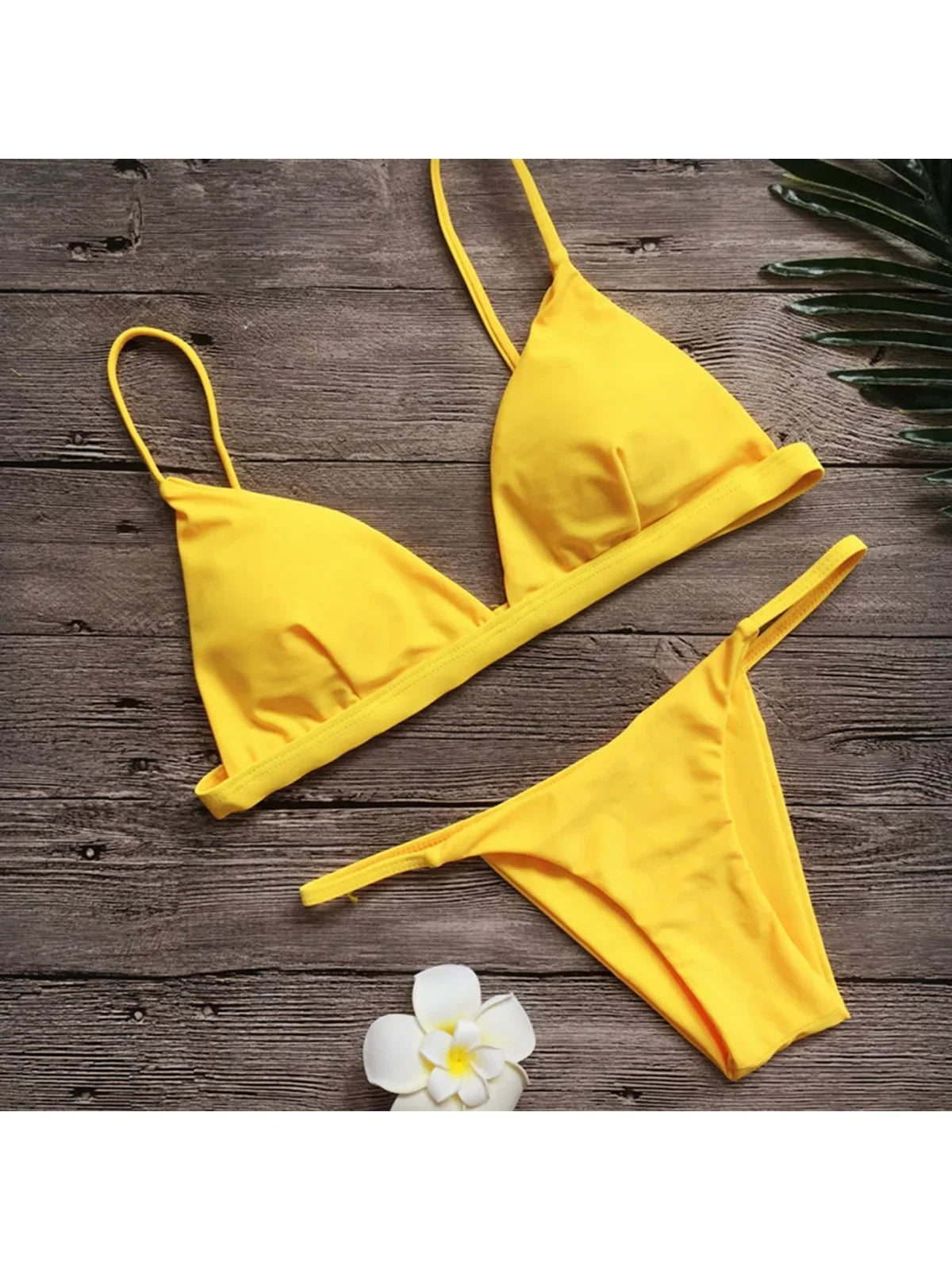 New Sexy Padded Brazilian Bikini Women Swimwear Female Swimsuit Two-Pieces Bikini Set Solid Bather Bathing Suit Swim Lady V64A