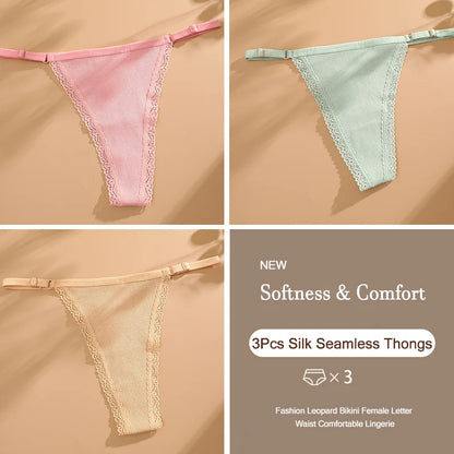 3-Piece Cotton G-String Thong Set for Women