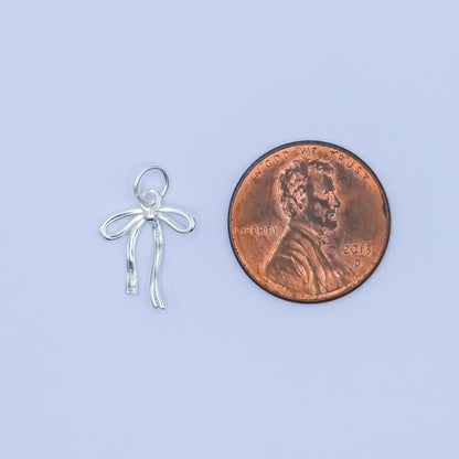 S925 Sterling Silver Ribbon Bow Charm in Gold &amp; Silver | SL-643