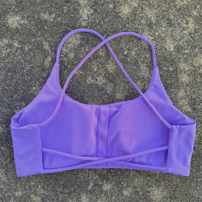 Solid Color Tight Comprehensive Training Women Fitness Bra Cross Back Yoga Underwear Gym Sport Top Hollow Back Push Up Chest Pad