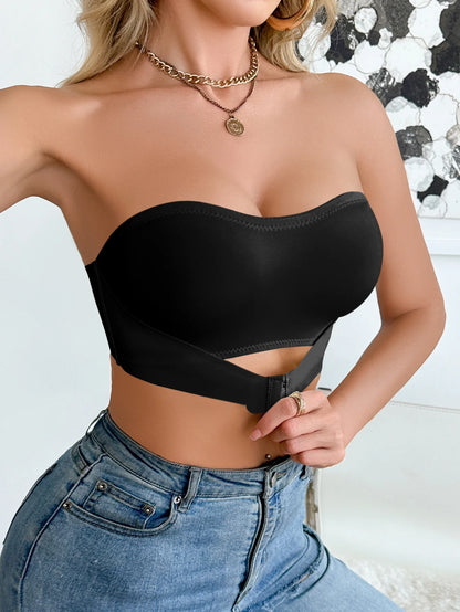 Summer Solid Color Strapless Wireless Women&
