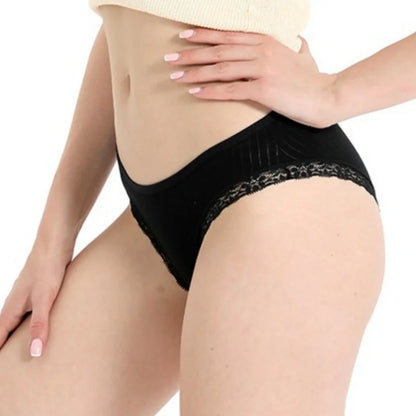 3Pcs/Set Cotton Panties Women Lace Trim Briefs Female Underpants Solid Color Soft Underwear Sexy Lingerie Intimates M-XL