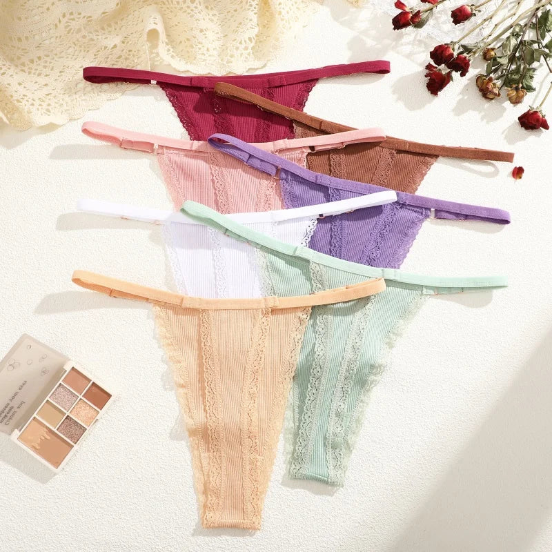 Comfortable Cotton Lace G-String Panties for Women