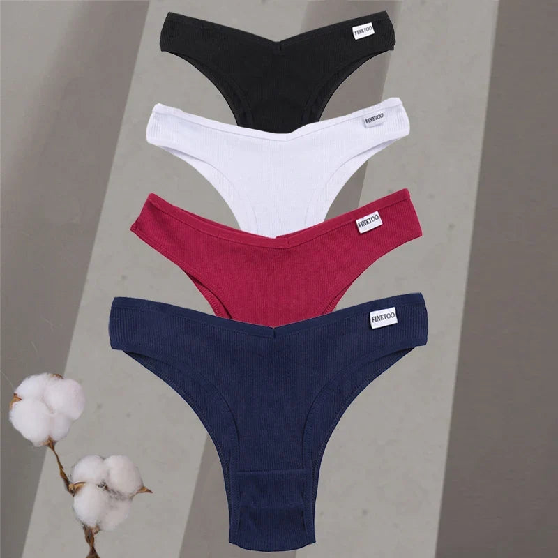 Premium Cotton Brazilian Panties – 4-Piece Set for Women