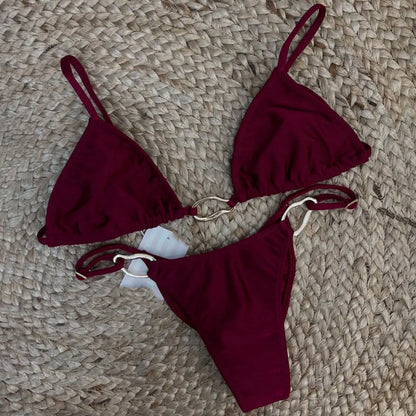 New Halter Bikini High Leg Swimsuit Swimwear Women Deep Back Two-Piece Separates Bikini Sets Strappy Bathing Suits
