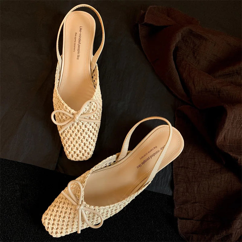 Woven Bow Back Strap Design Sandals Women&