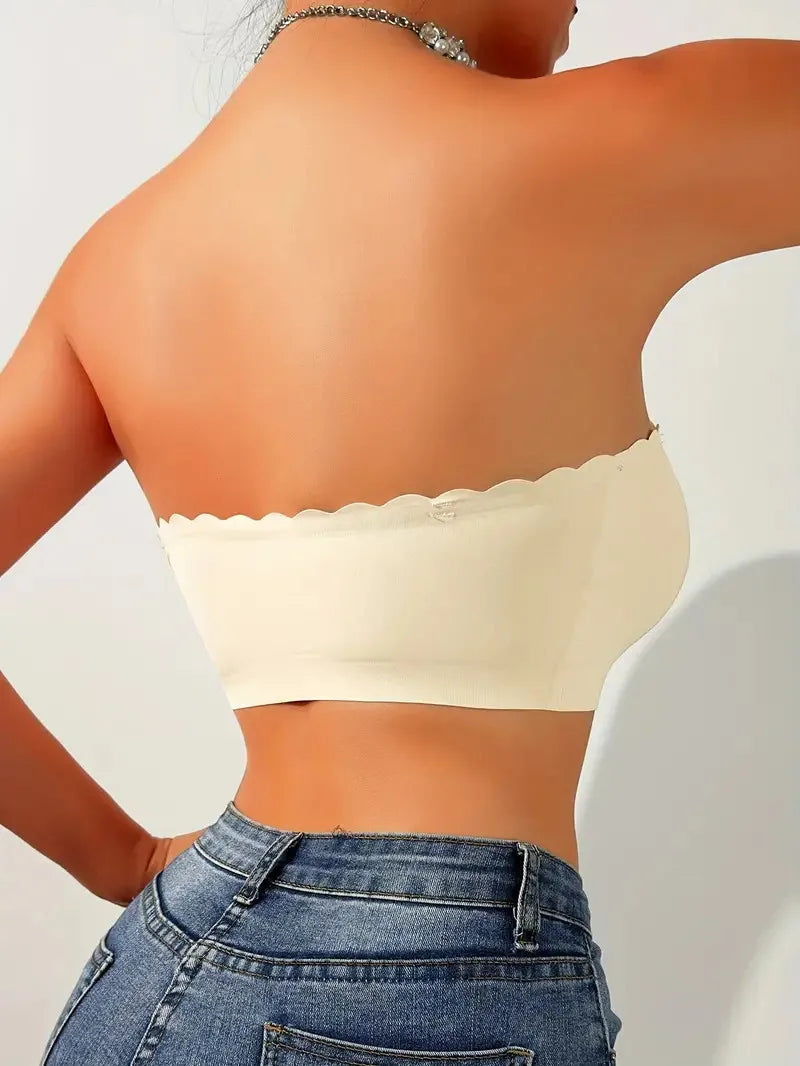 Solid Seamless Strapless Front Closure Wireless Strapless Bra, Sexy Comfy Push Up Bra, Women&