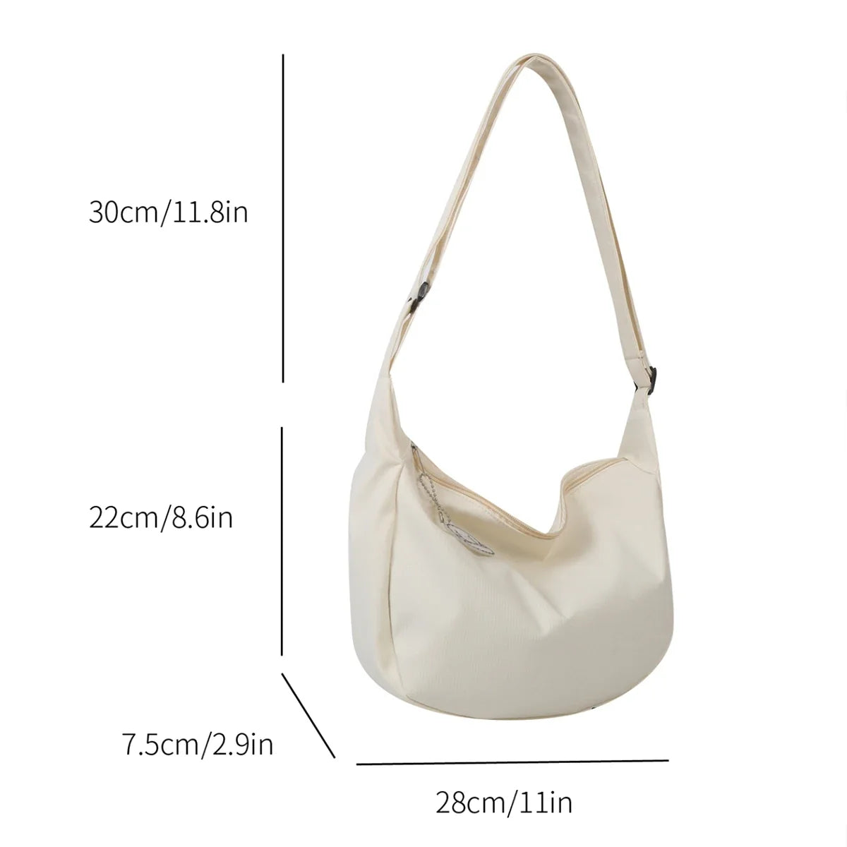 Minimalist Crossbody Bag With Puppy Pendant - Scratch-Resistant Nylon