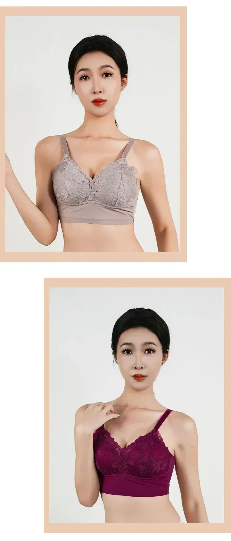 Hot Full Cup Thin Underwear Small Bra Plus Size Wireless Adjustable Lace Women&