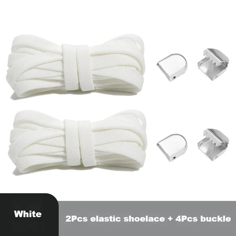 1 Pair Flat Elastic No-Tie Shoe Laces for Sneakers Tennis Shoes Quick Clip-On Shoelaces Accessories for Kids &amp; Adults
