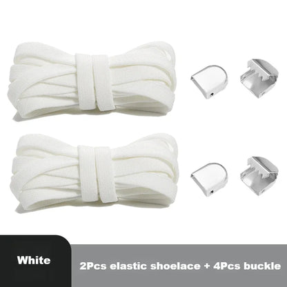 1 Pair Flat Elastic No-Tie Shoe Laces for Sneakers Tennis Shoes Quick Clip-On Shoelaces Accessories for Kids &amp; Adults