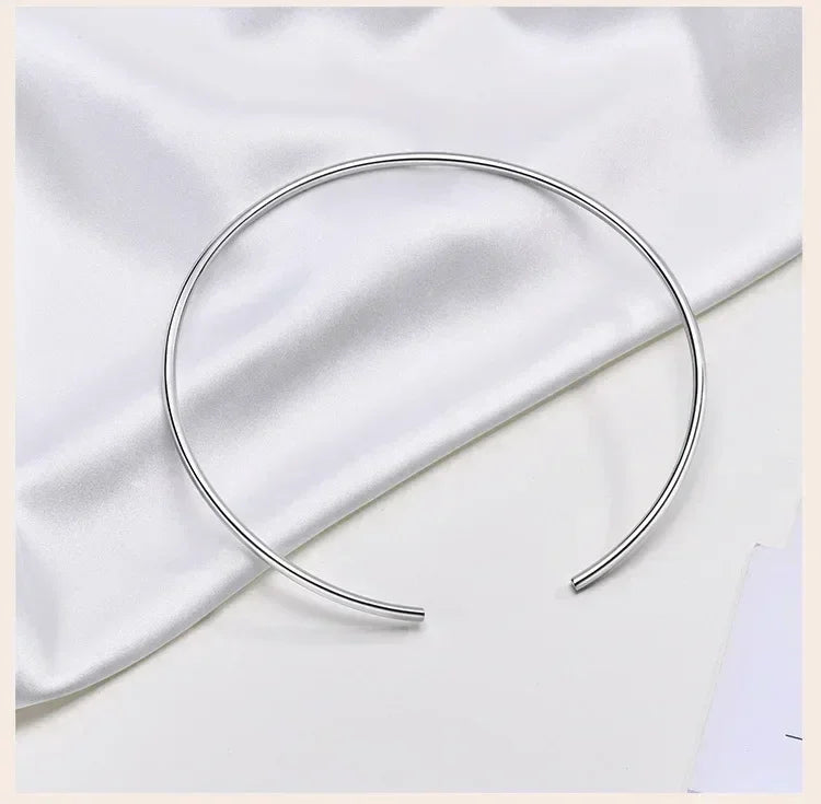 Choker Neck Cuff for Women, Open Collar Choker Torques Necklace Adjustable ,Simple Stainless Steel Jewelry