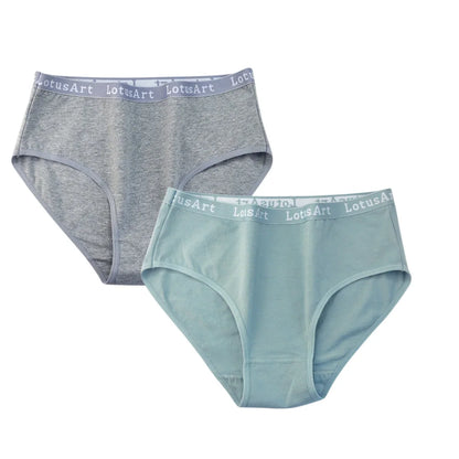 2PCS/Set Cotton Panties Women High Waist Briefs Tummy Control Panty Female Breathable Solid Color Lingerie M-2XL Underpants