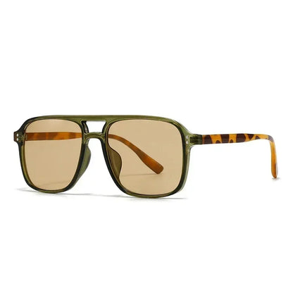 SO&amp;EI Fashion Double Bridges Square Rivets Women Sunglasses Retro Men Gradient Shades UV400 Sun Glasses