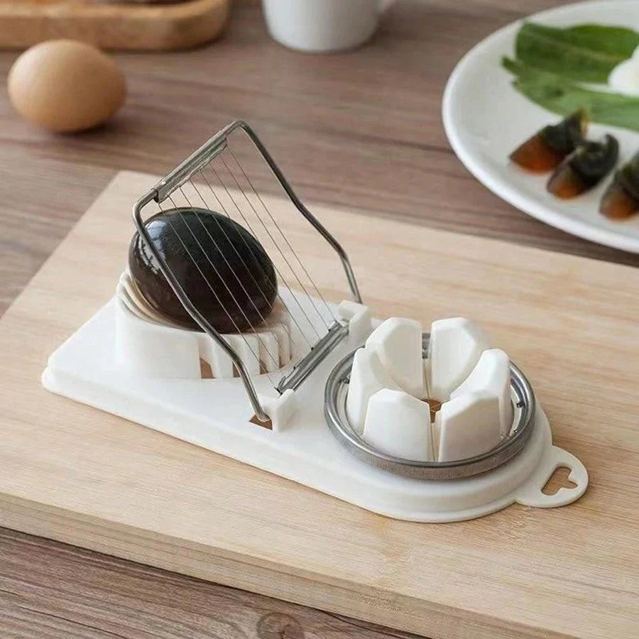Multifunctional PP Base egg cutter 2-in-1 stainless steel wire pull egg cutter for hanging high-quality kitchen accessory tools