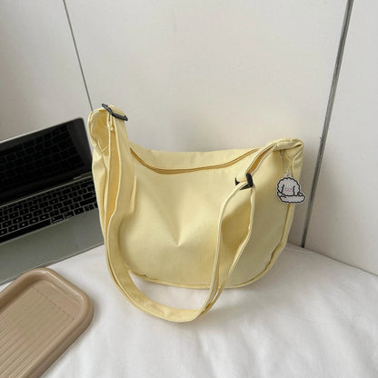 Minimalist Crossbody Bag With Puppy Pendant - Scratch-Resistant Nylon