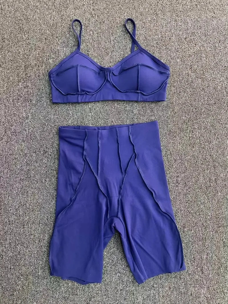 2-Piece Yoga Set – Open Back Sports Bra &amp; High Waist Shorts