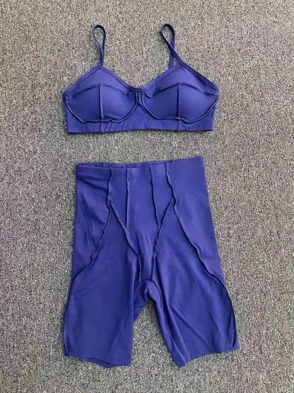 2-Piece Yoga Set – Open Back Sports Bra &amp; High Waist Shorts
