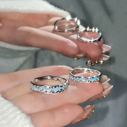 New Enamel Luminous Adjustable Finger Ring Vintage Luxury Love Couples Rings Glow In Dark Y2K Jewelry Valentine&