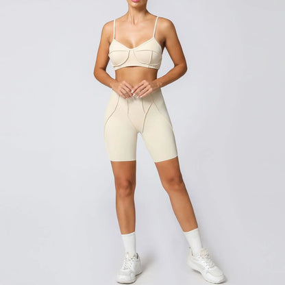 2-Piece Yoga Set – Open Back Sports Bra &amp; High Waist Shorts