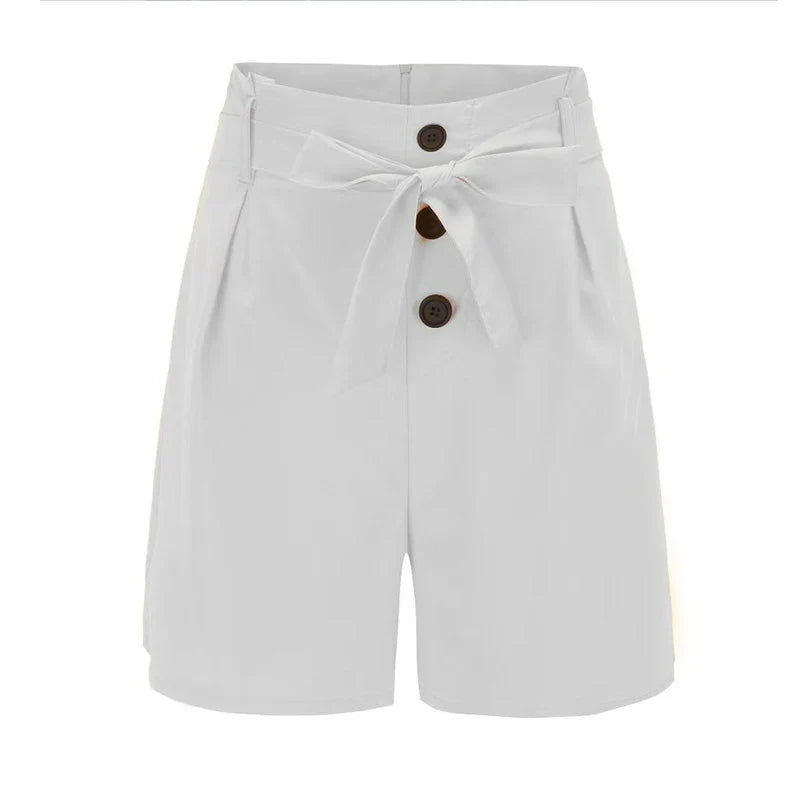 Y2K Solid Button Front Shorts Tie Waist Beach Summer High Waist Shorts Women&