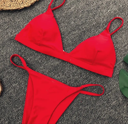 DEKA Women Sexy Solid Mini Micro Bikini Set Push-up padded Bra Thong Split Swimwear Female Bandage Bathing Suit Lacing Swimsuit
