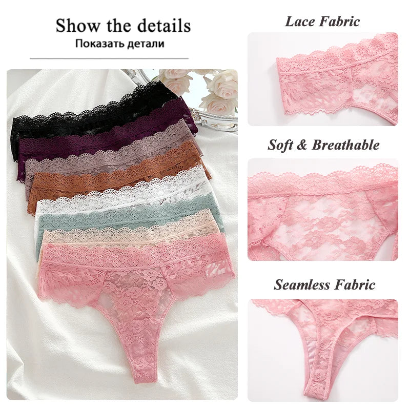 5-Piece Lace Thong Set – Low-Rise Sexy Briefs for Women
