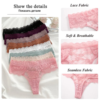 5-Piece Lace Thong Set – Low-Rise Sexy Briefs for Women
