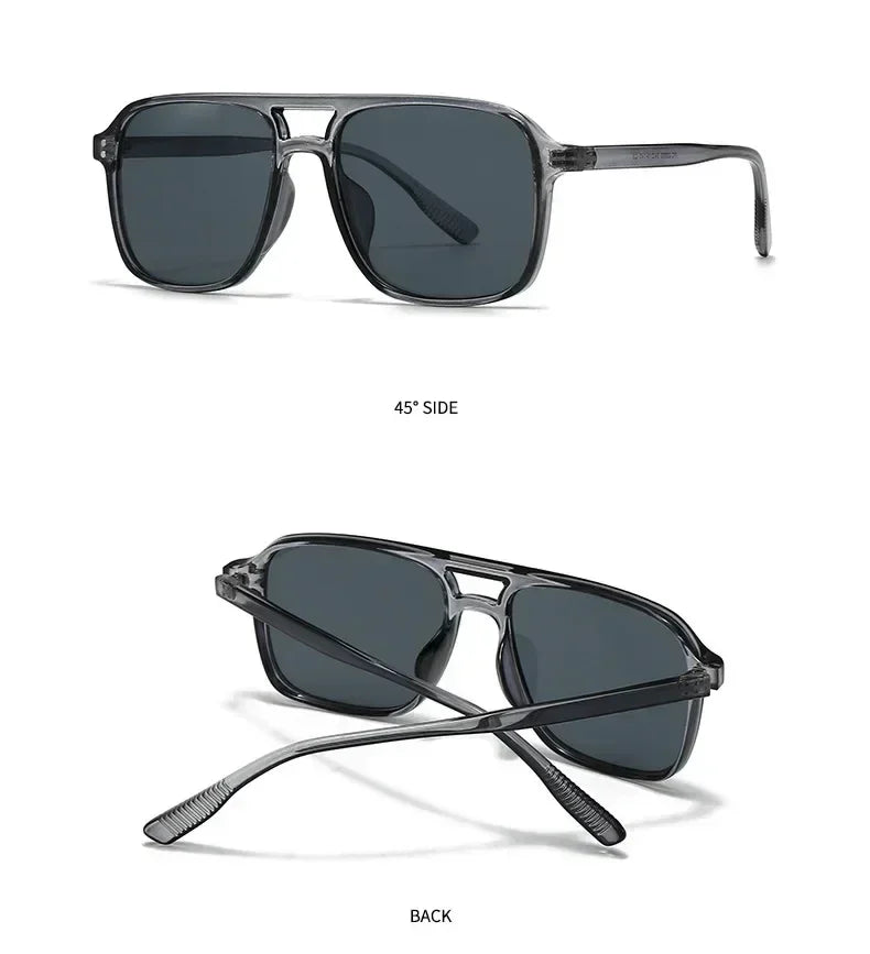 SO&amp;EI Fashion Double Bridges Square Rivets Women Sunglasses Retro Men Gradient Shades UV400 Sun Glasses