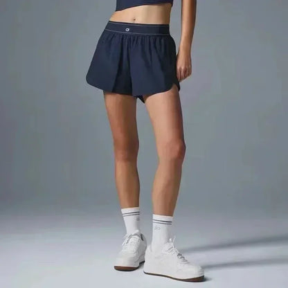 Outdoor Running Anti-Shine Sports Shorts Letter High Waisted Webbing Yoga Fitness Quick Dry Shorts