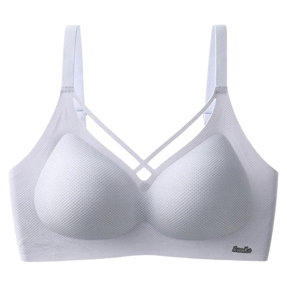 Traceless Half-Fixed Cup Women Underwear Thin Jelly Soft Support Anti Drop Adjustable No Steel Ring Super Soft Solid Color Bras