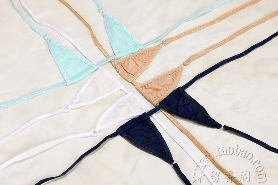 DEKA Solid Transparent Bikini Women Mini Micro Bikini Set Bandage Thong Underwear G-String Bra Swimsuit Brazilian Swimwear