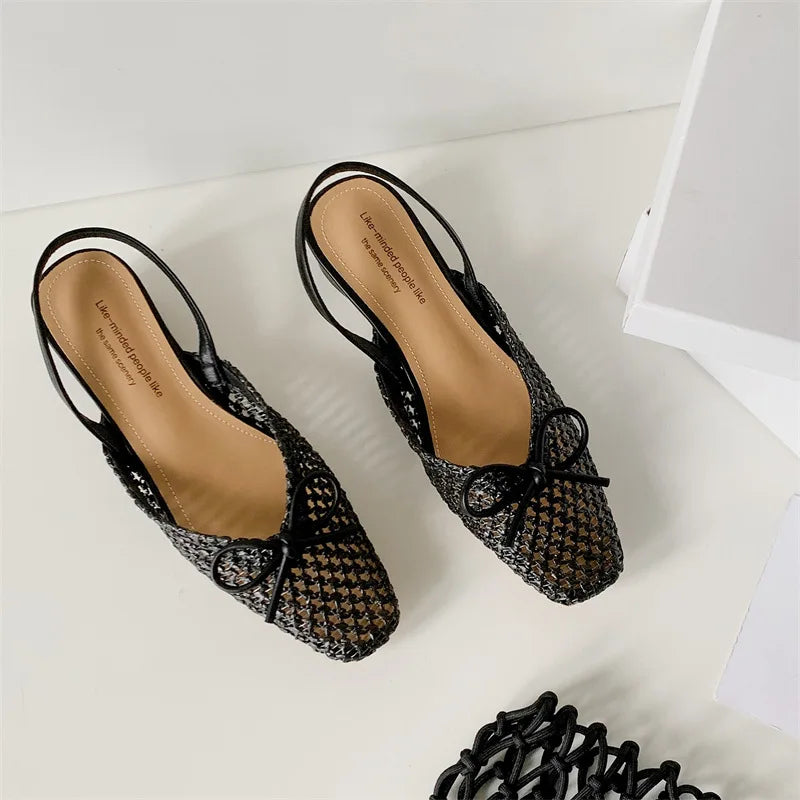 Woven Bow Back Strap Design Sandals Women&