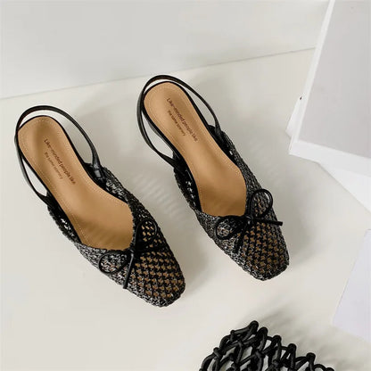 Woven Bow Back Strap Design Sandals Women&