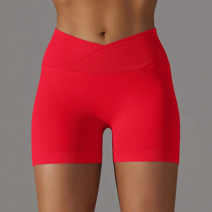 Summer V-waist peach hip lifting tight fitting three part pants, high waist yoga shorts, running speed drying seamless yoga pant