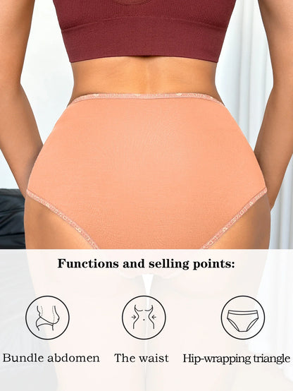 1PCS Women High Waist Seamless Panties Tummy Control Briefs Soft Breathable Solid Basic Underwear Ladies Lingerie S-XXL