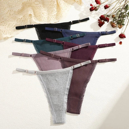 Comfortable Cotton Lace G-String Panties for Women